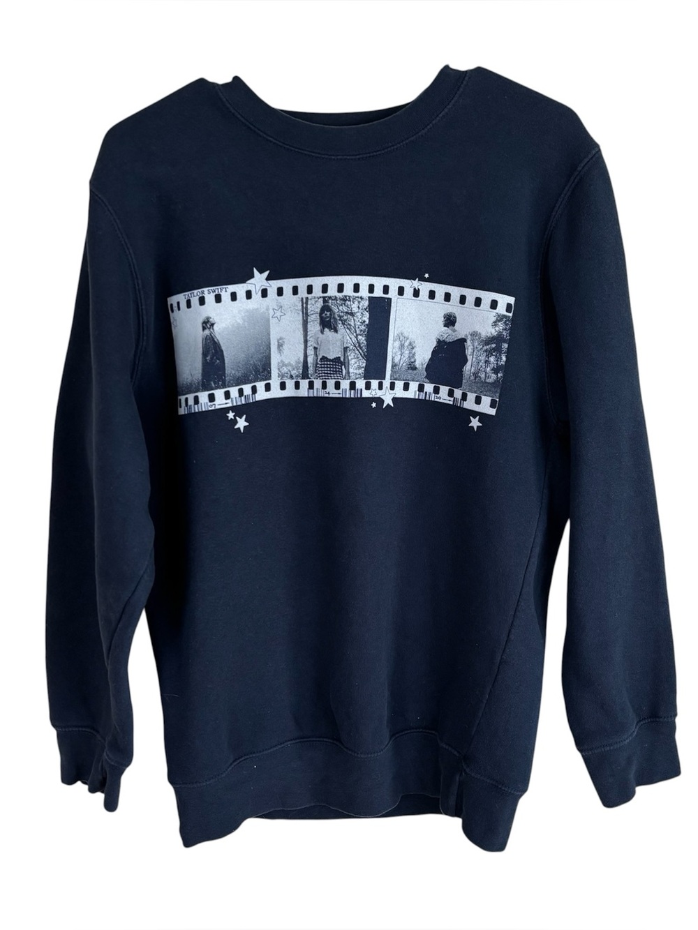 Taylor Swift Folklore Film Strip Crewneck Sweatshirt Size S Navy Official Merch